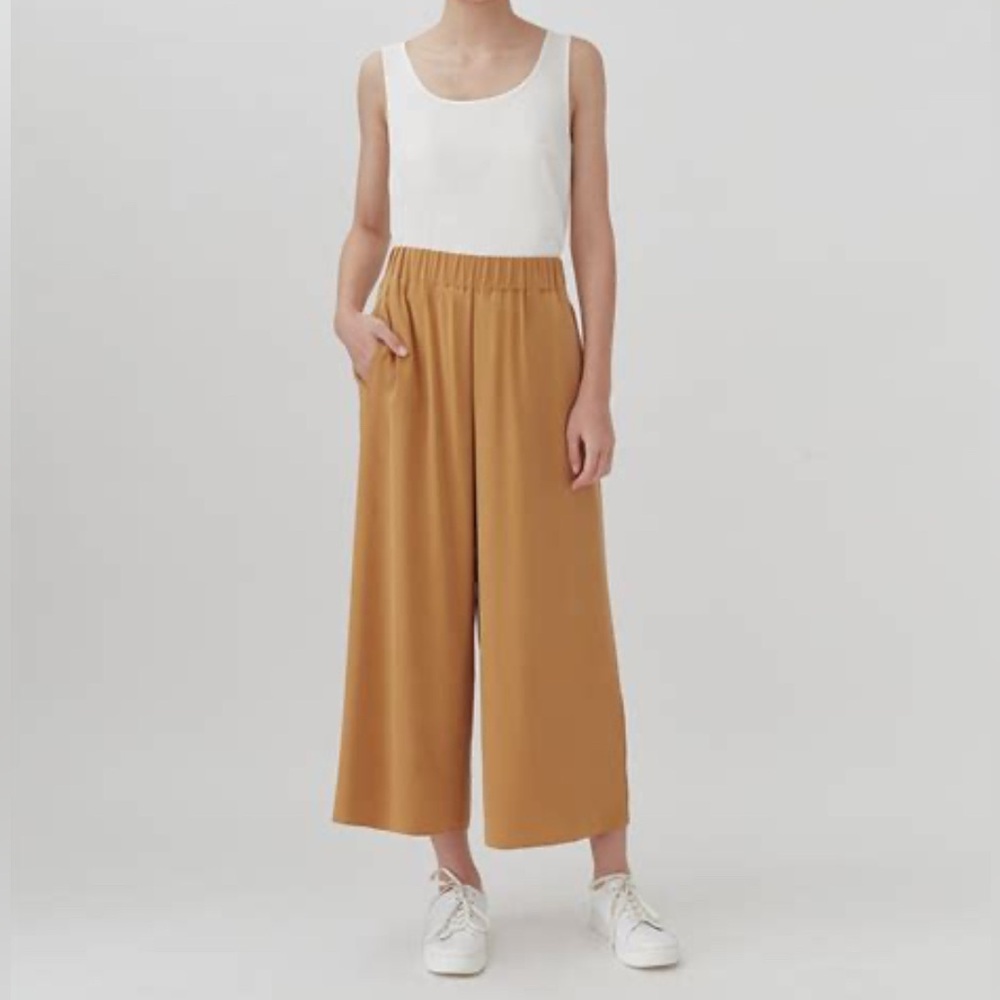 CUYANA Washable Silk Wide-Leg Crop Pant